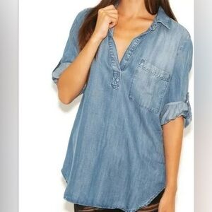 Anthropologie- CLOTH & STONE S Chambray Tencel Pull Over Tunic Top